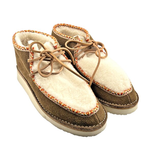 NIB $425 BEEK Alpine Swift Womens 8 Suede Shearling Ankle Boots Booties Chestnut - Picture 4 of 12